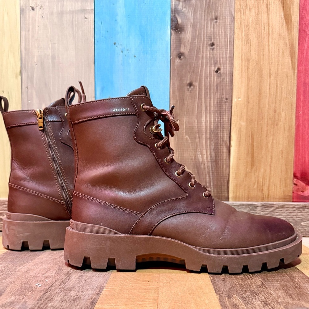 Coach Men’s Brown Leather Combat Boots – Style CC837 – Size 11D (US) - Picture 5 of 10